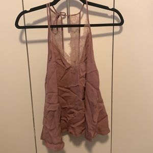 Zara top with lace detailing and tie neck